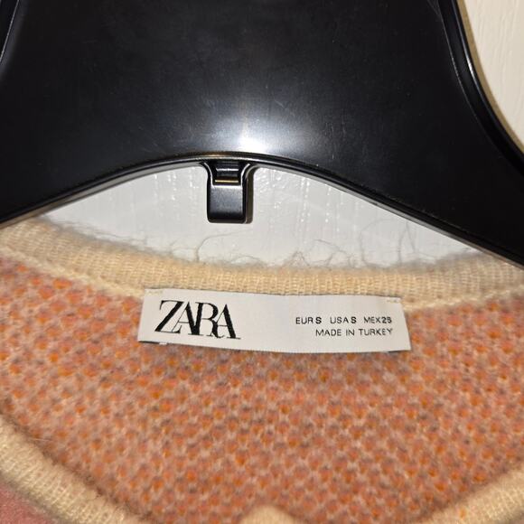 Zara Women's sz S Floral Crop 1/4 Button Up Chunky Sweater - Picture 3 of 4